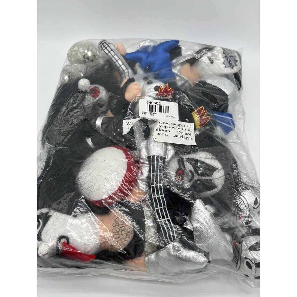 Vintage VTG 1998 KISS Bean Bag Plush Doll Set Brand NEW Bag Gene Ace Paul Pete